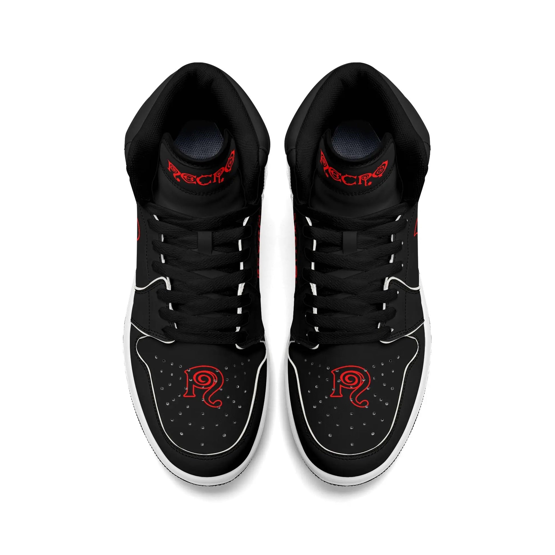 Necro - DEvils - Blk/Red - Leather High Top Sneakers popcustoms