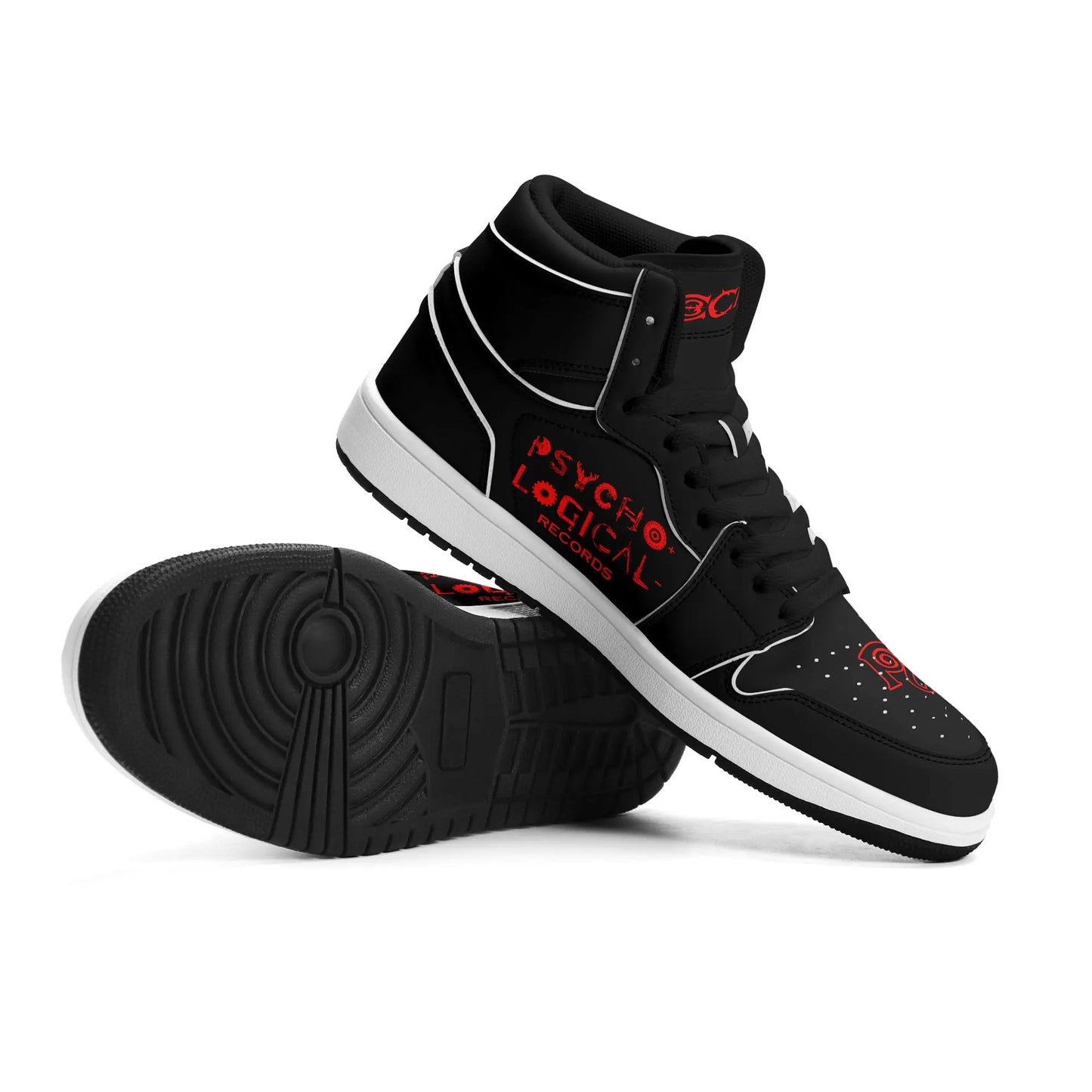 Necro - DEvils - Blk/Red - Leather High Top Sneakers popcustoms