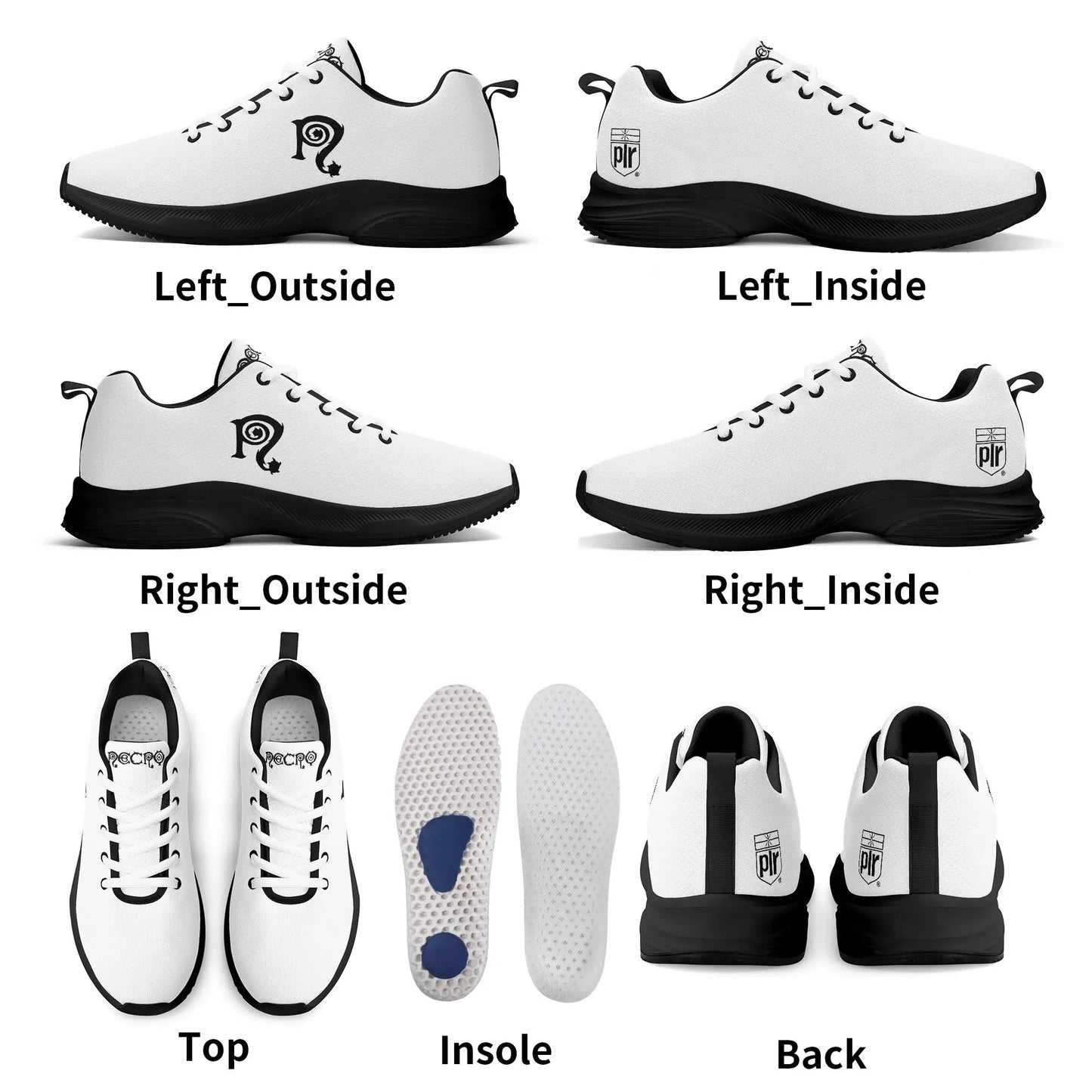 Necro - N Symbol - Blk/White - Lightweight Walking Running Shoes popcustoms