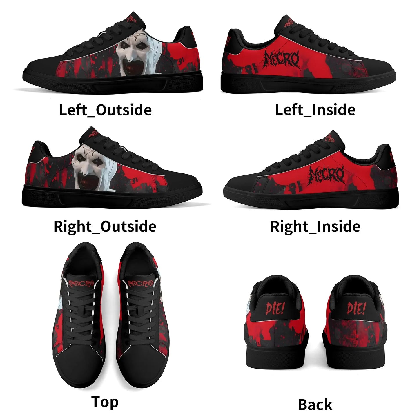 Necro - TerrorFires - Lightweight  Low Top Leather Skateboard Sneakers popcustoms