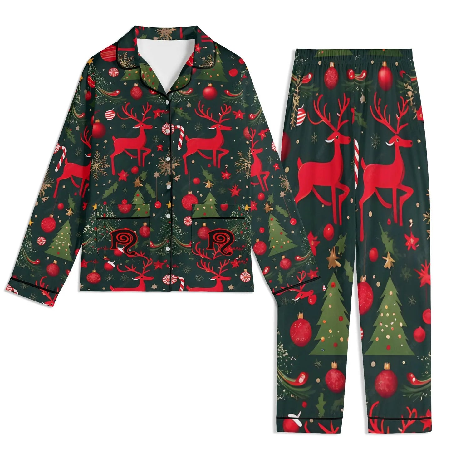 Necro is my God - Christmas Themed - Unisex Long Sleeve Adult Nightwear Pajama Set popcustoms