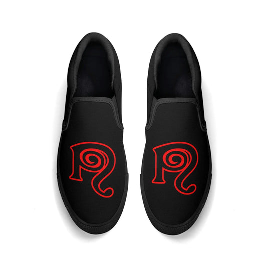 Necro - Black/Red OG N Symbol - Rubber Slip On Shoes popcustoms