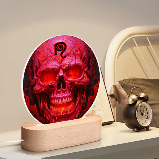 Necro - Red Skull N Symbol - Acrylic Round Lamp Night Light popcustoms