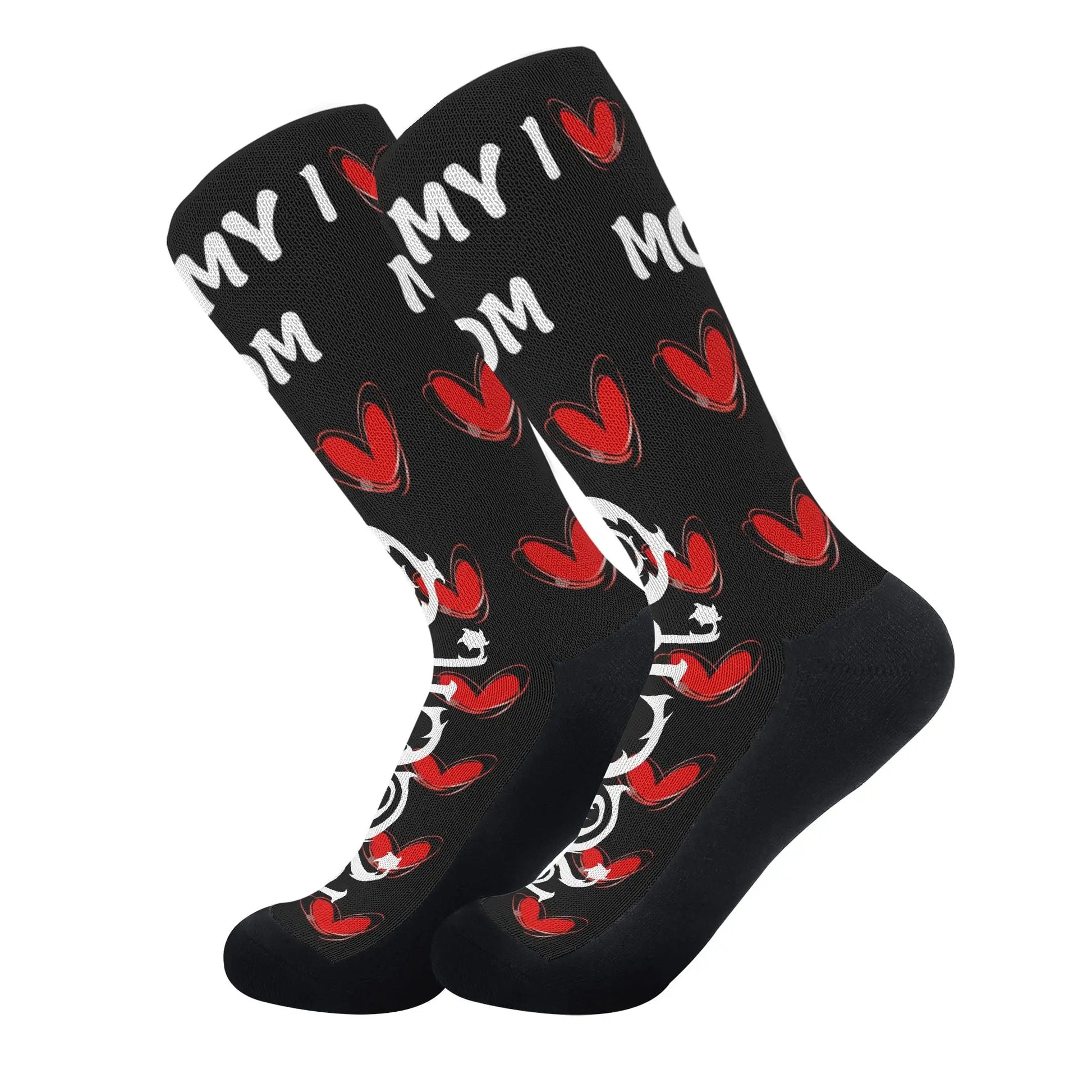 Necro - I Love Mom - White Necro Gothic Logo - Crew Socks popcustoms
