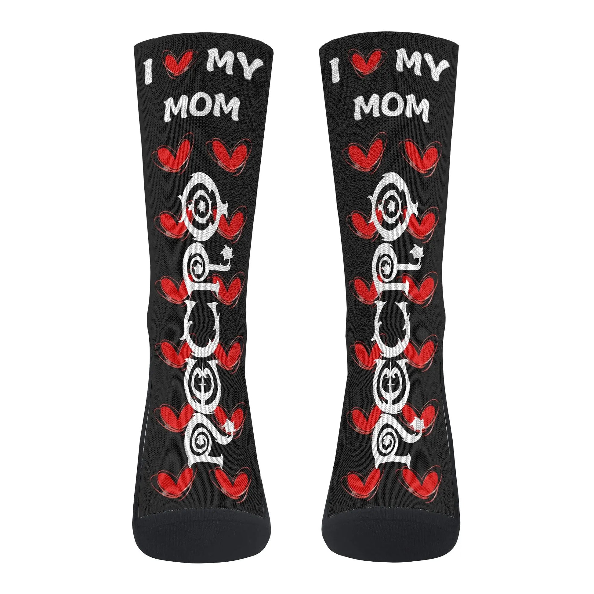 Necro - I Love Mom - White Necro Gothic Logo - Crew Socks popcustoms