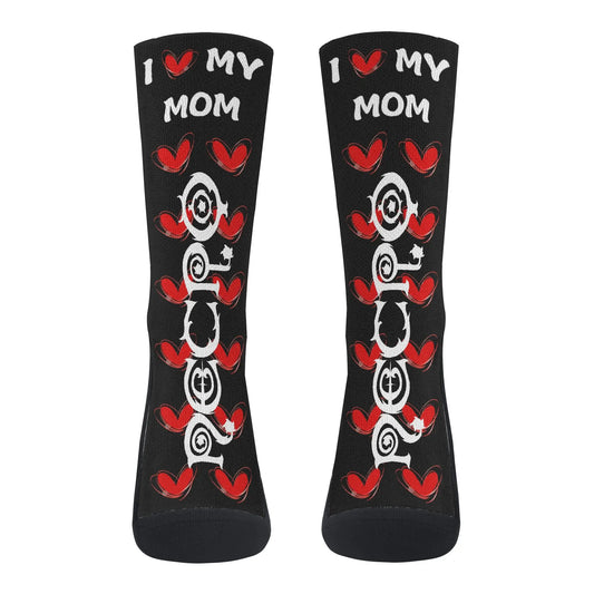 Necro - I Love Mom - White Necro Gothic Logo - Crew Socks popcustoms