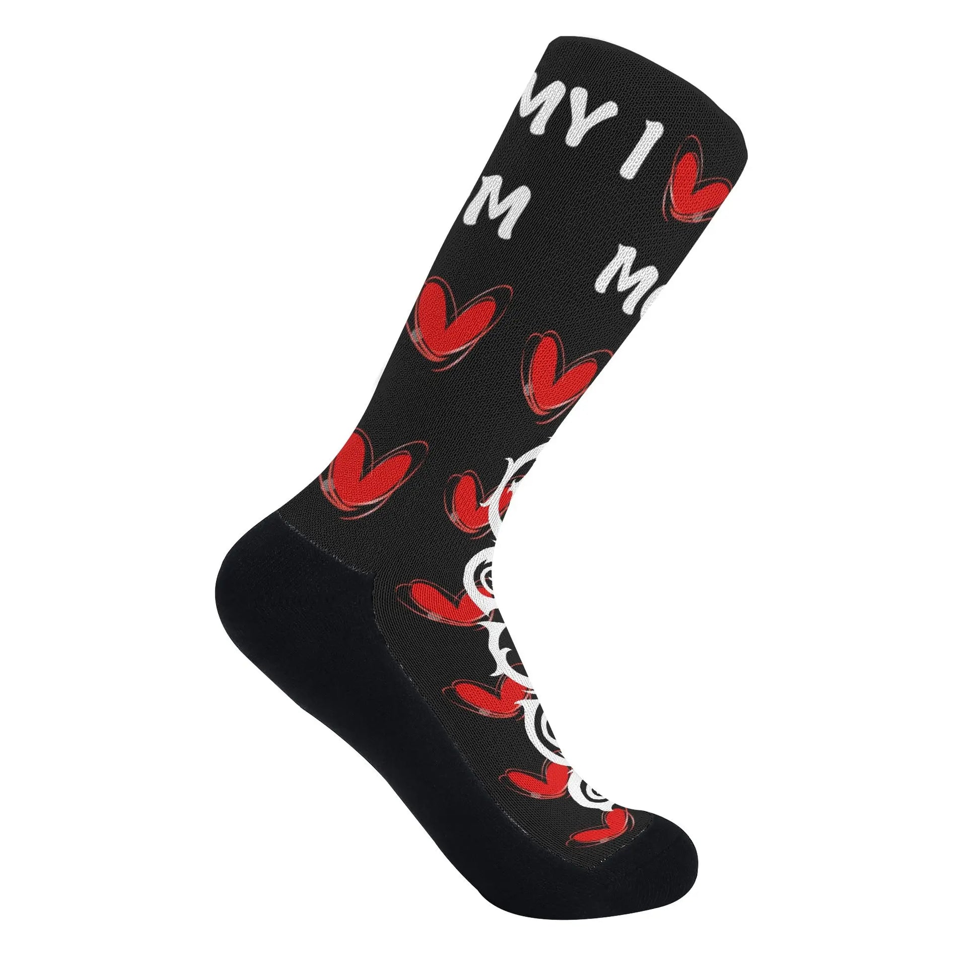 Necro - I Love Mom - White Necro Gothic Logo - Crew Socks popcustoms
