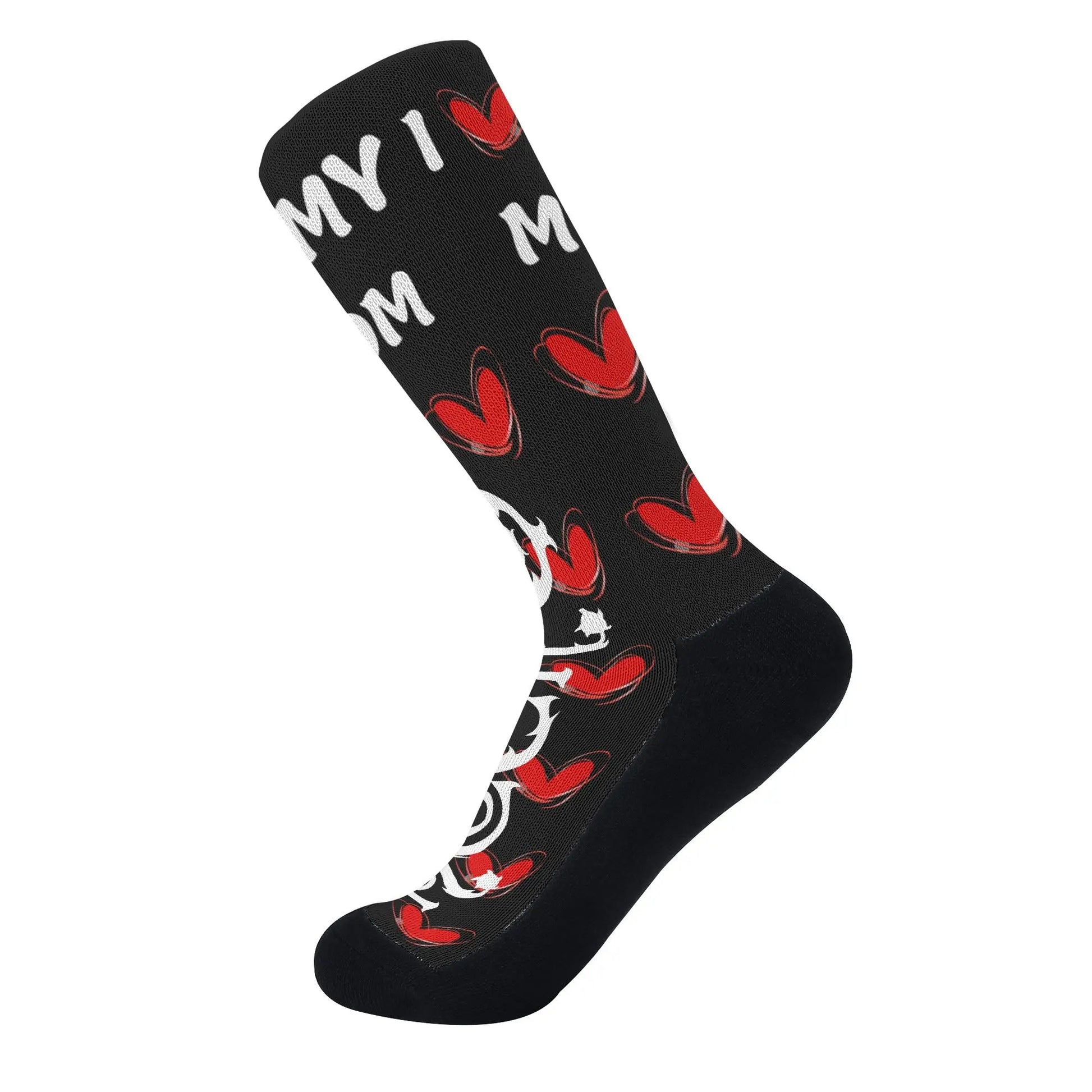 Necro - I Love Mom - White Necro Gothic Logo - Crew Socks popcustoms