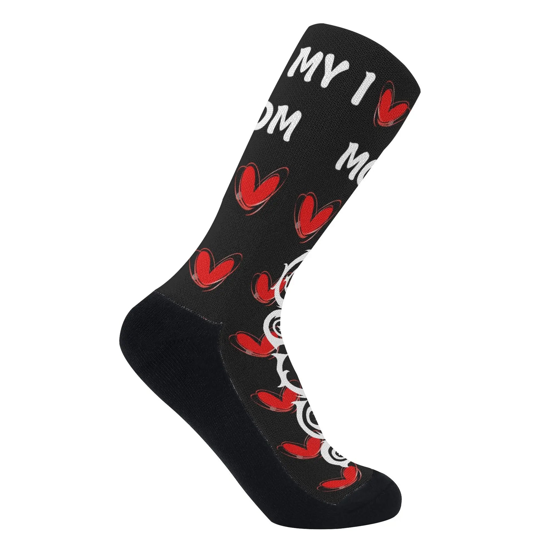 Necro - I Love Mom - White Necro Gothic Logo - Crew Socks popcustoms