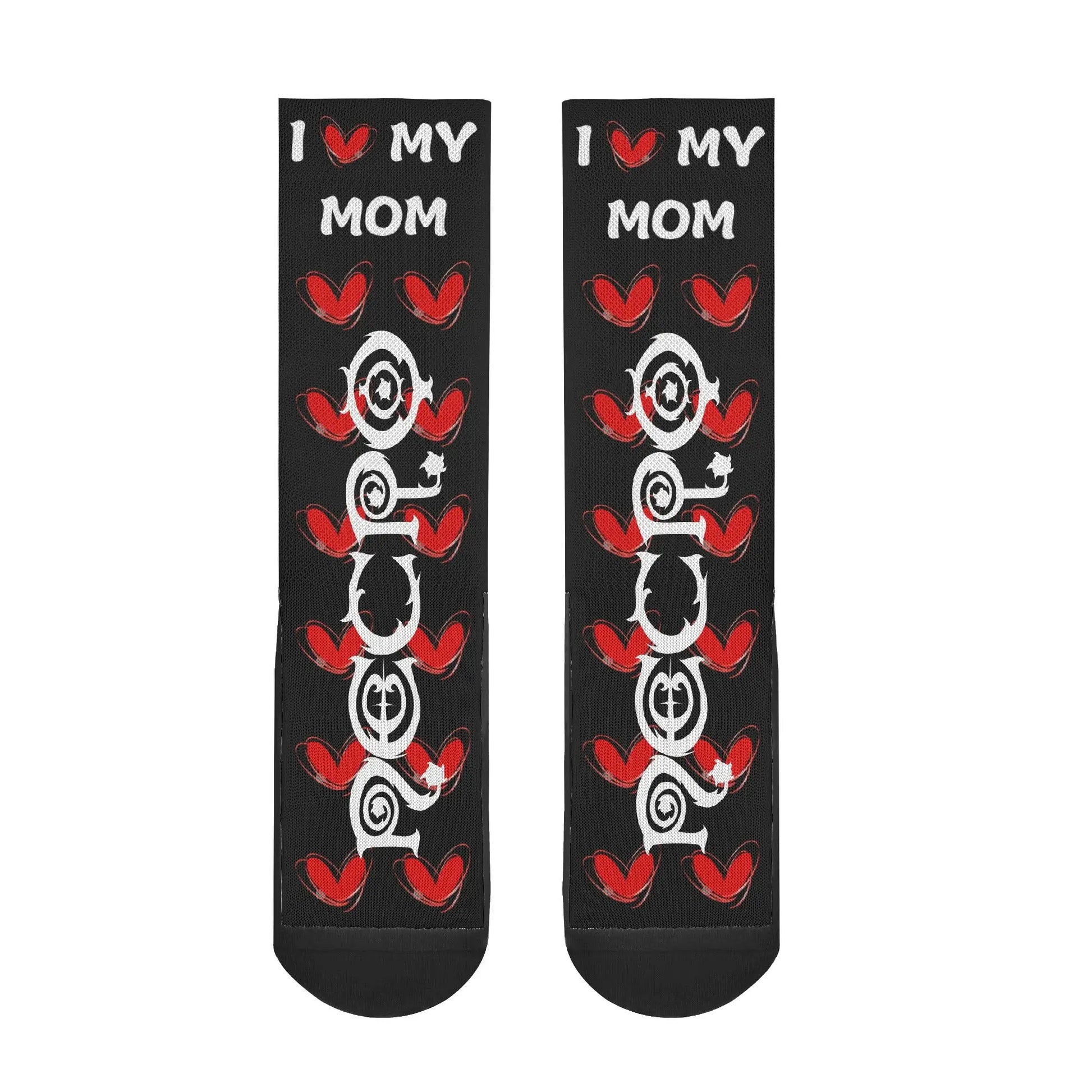 Necro - I Love Mom - White Necro Gothic Logo - Crew Socks popcustoms
