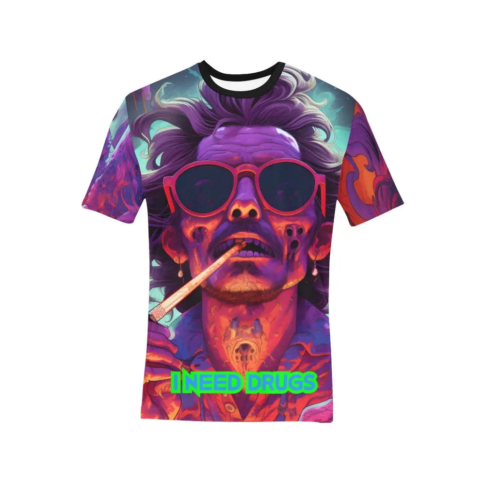 I Need Drugs - Psychedelic - All Over Print T-shirt NECRO SUPER STORE