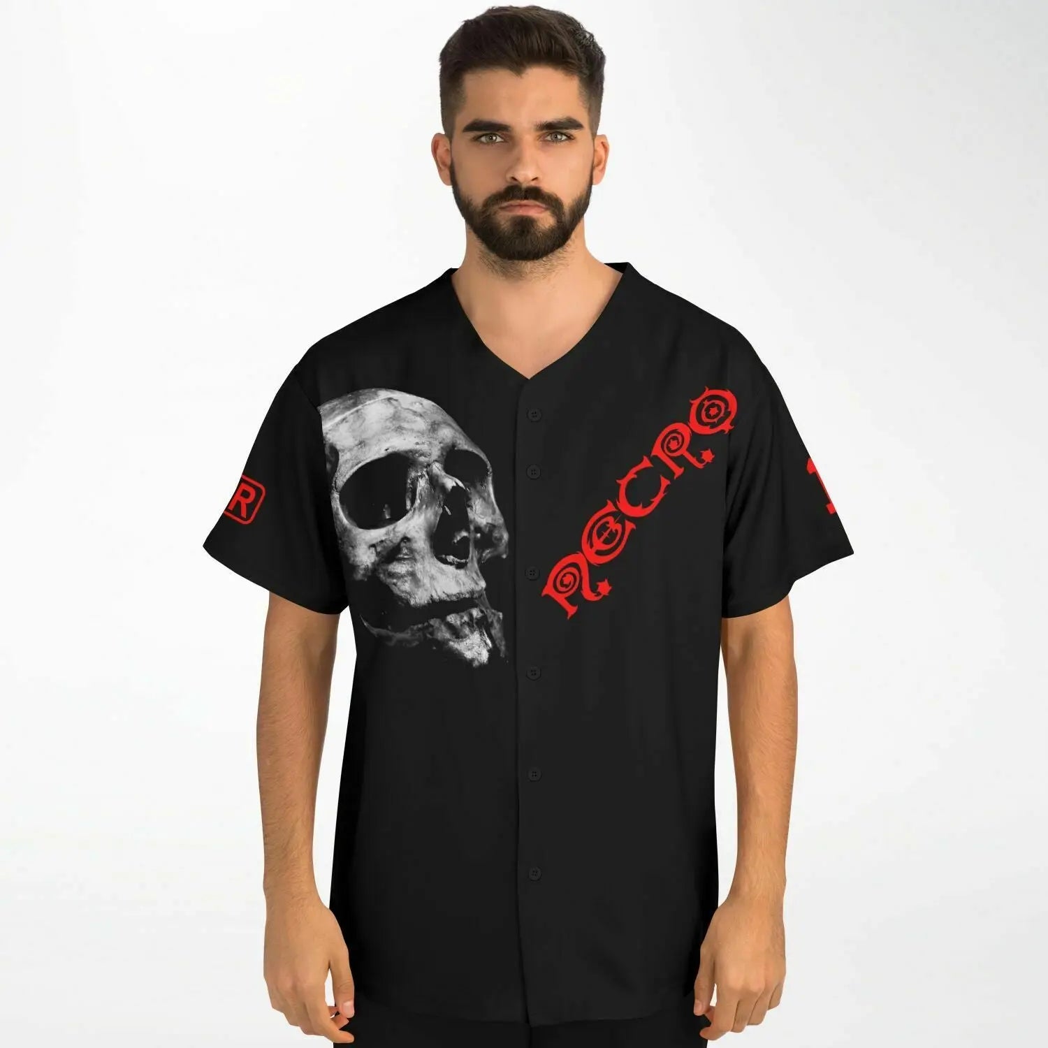 Necro - Skull Red Logo - Baseball Jersey NECRO SUPER STORE