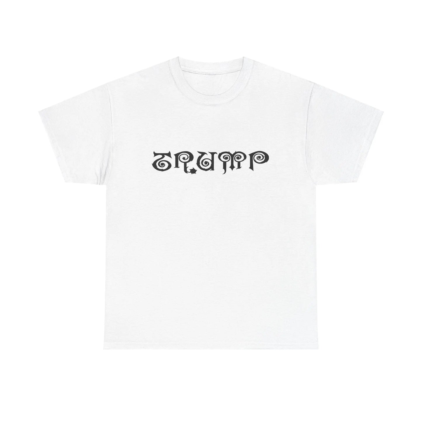 Trump Necro Gothic Logo - White/Blk - Heavy Cotton Tee - Gilden 5000 Printify