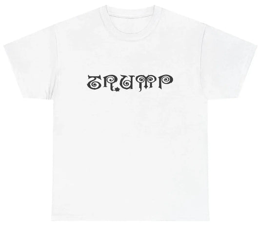 Trump Necro Gothic Logo - White/Blk - Heavy Cotton Tee - Gilden 5000 NECRO SUPER STORE