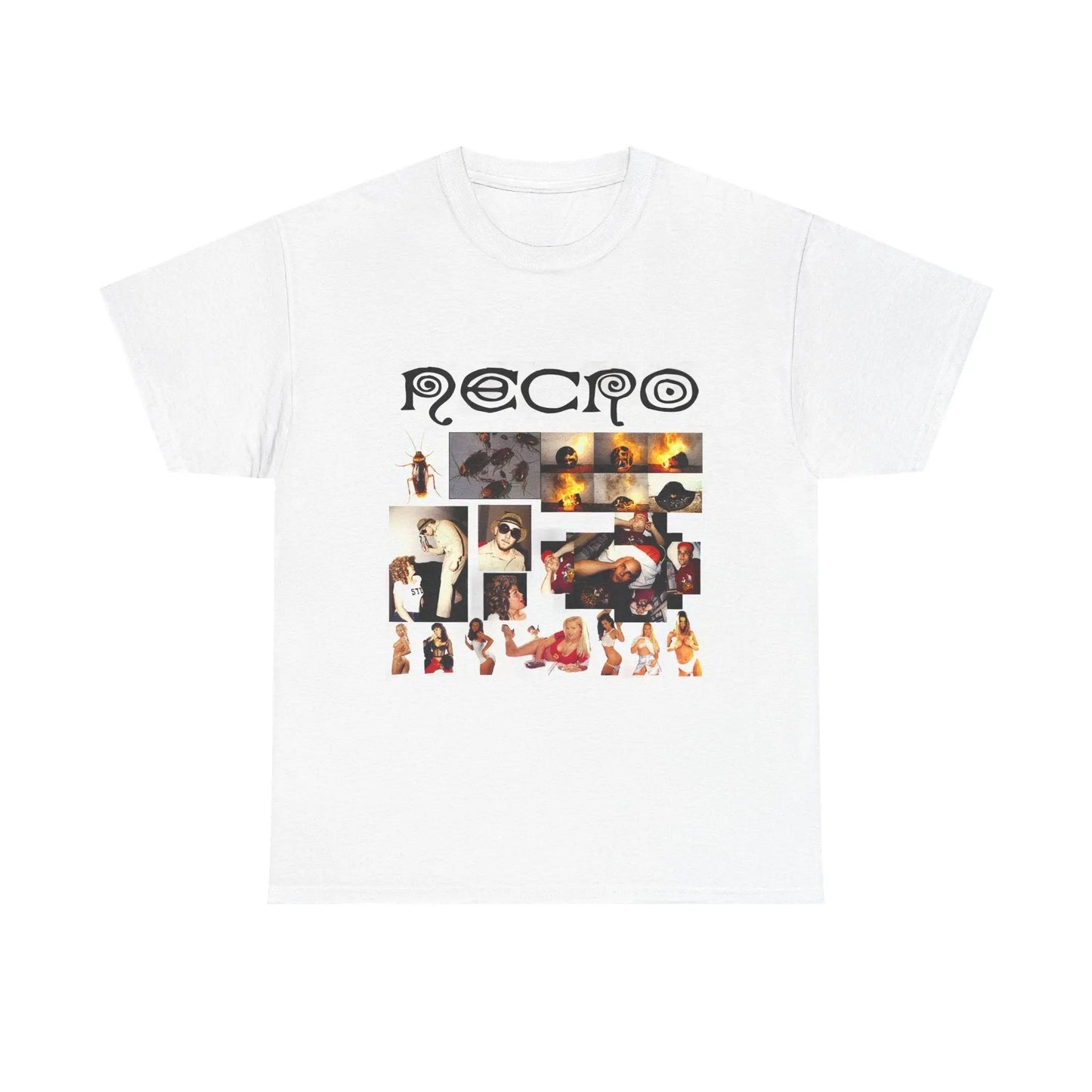 Necro - Cockroaches EP OG Cover - Heavy Cotton Tee - Gilden 5000 - Black/White Printify