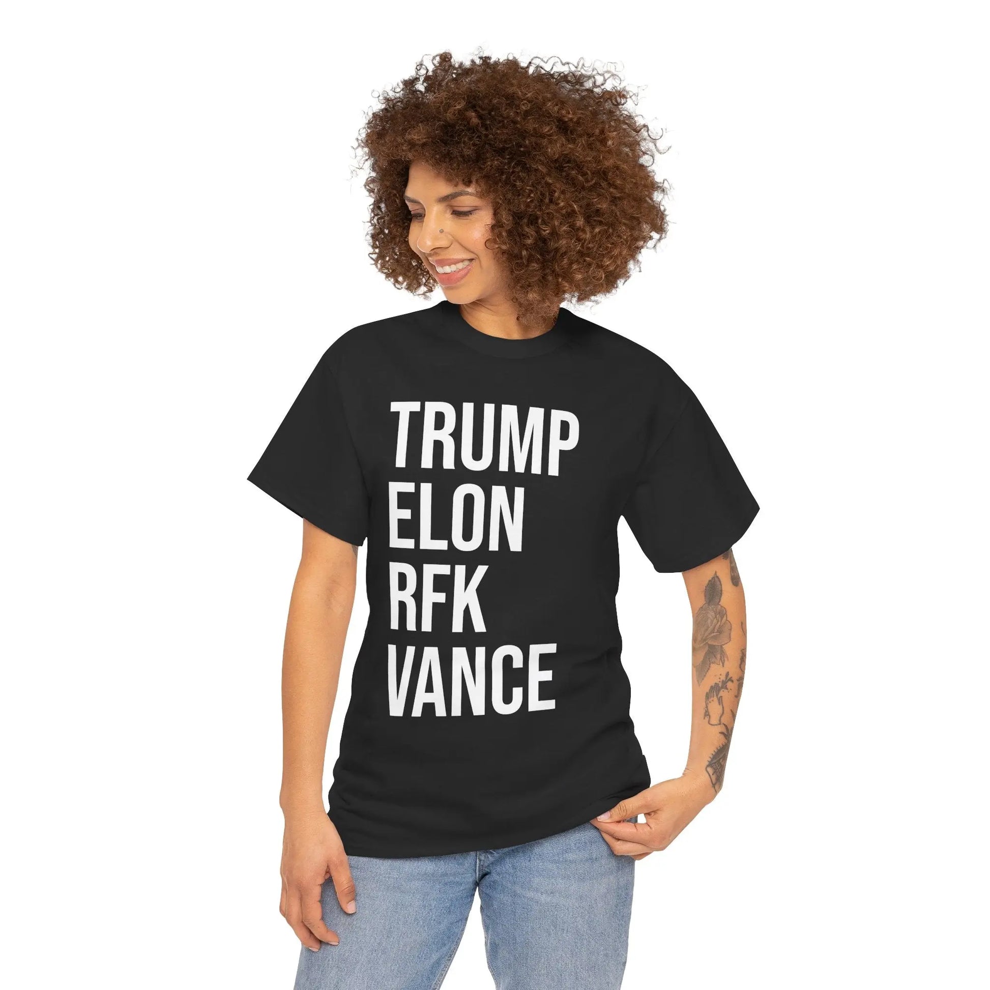 TRUMP - ELON - RFK - VANCE - Heavy Cotton Tee - Gilden 5000 NECRO SUPER STORE