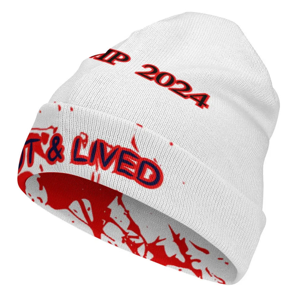 Shot & Lived - Trump/Necro - Full printed knitted hat Inkedjoy