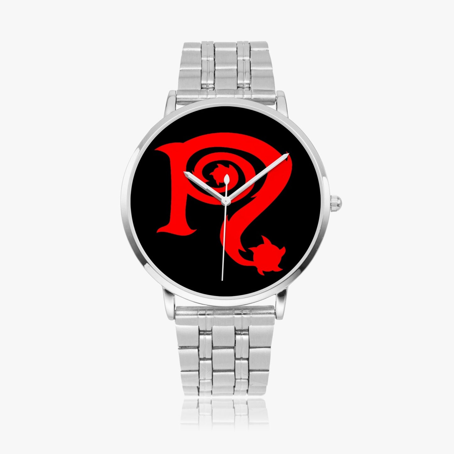 Necro - Red N - Black Steel Strap Quartz Watch