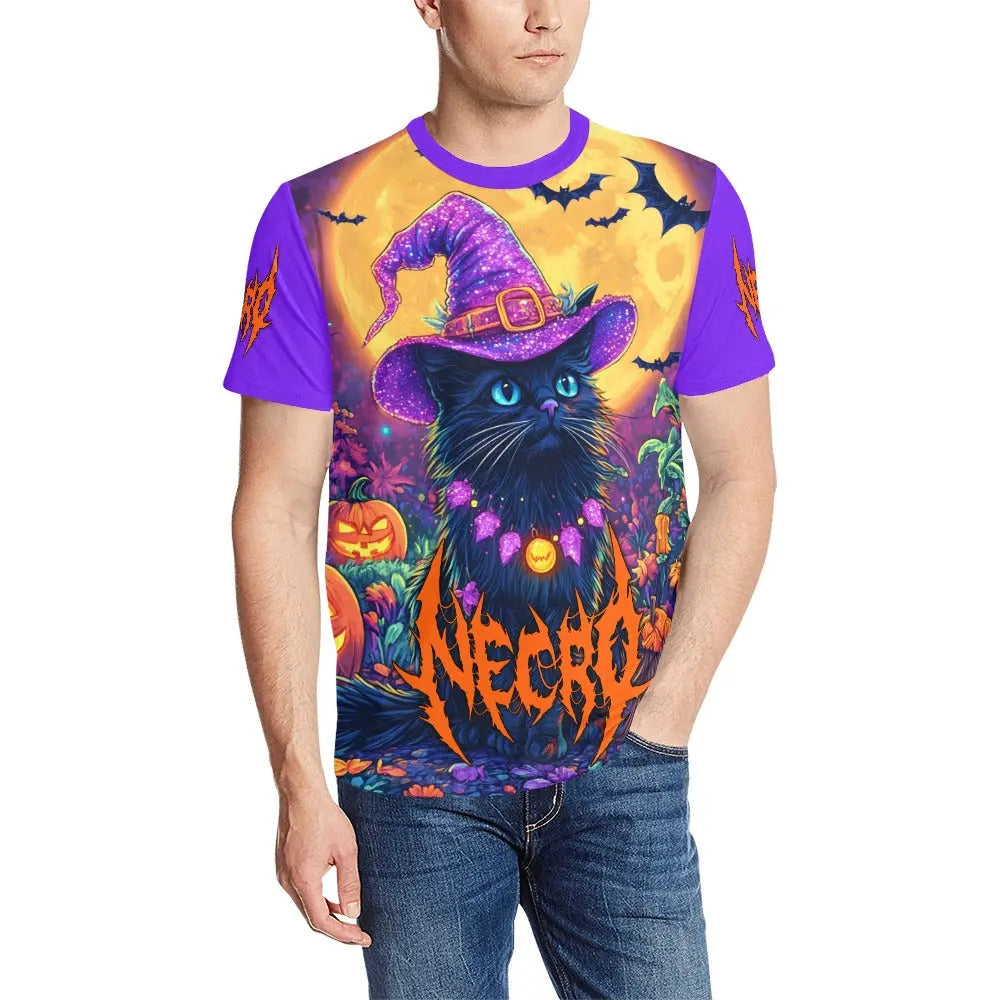 Necro - Witchy Cat - Halloween All Over Print T-shirt Inkedjoy