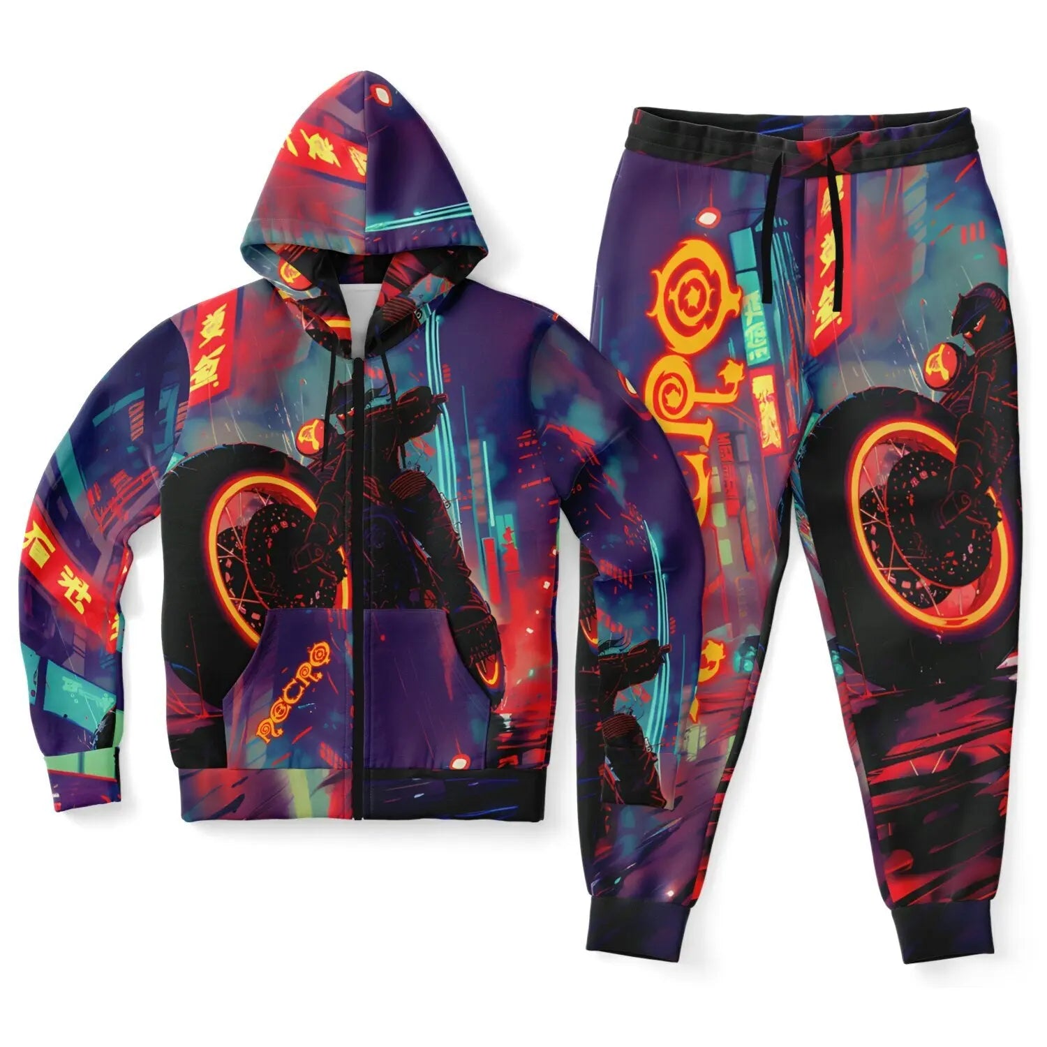 Necro - Glowing Bike - Zip-up Hoodie & Jogger Pants - NECRO SUPER STORE