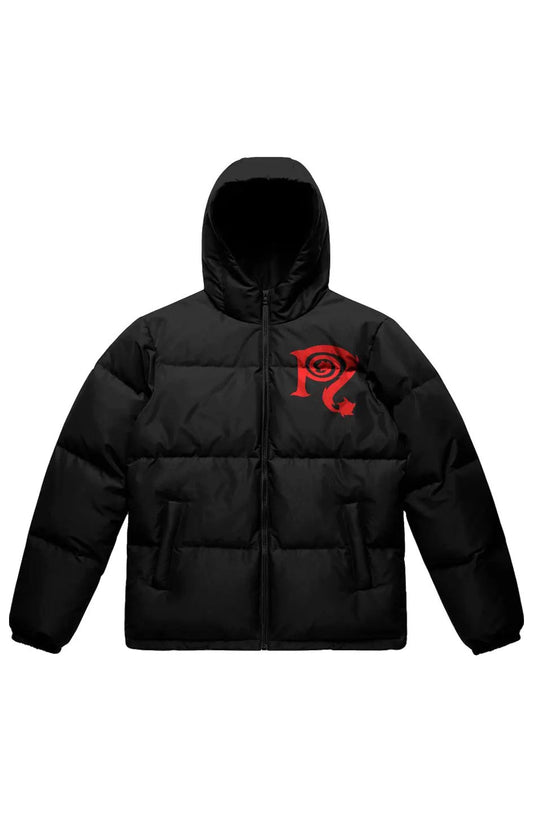 Hooded Puffer Jacket - Necro logo 