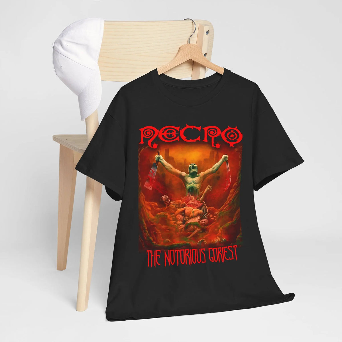 Necro Rapper Merch Necro - The Notorious Goriest - Heavy Cotton Tee - Gilden 5000 - NECRO ...