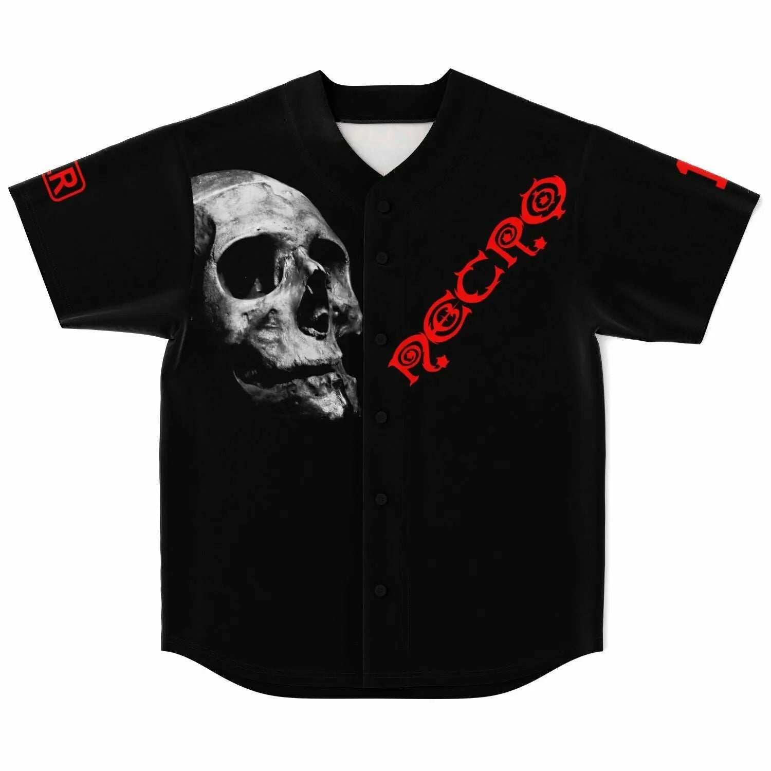 Necro - Skull Red Logo - Baseball Jersey NECRO SUPER STORE