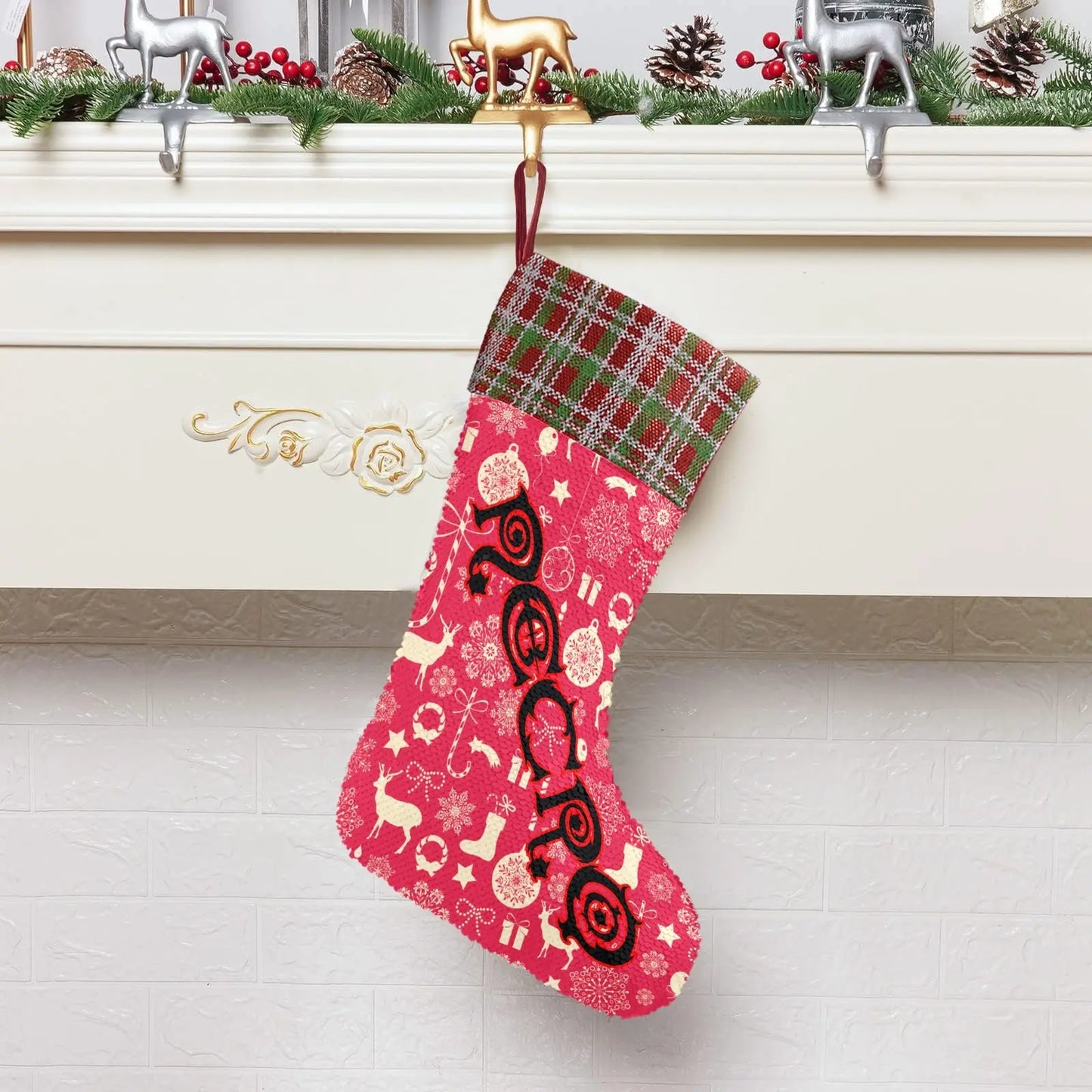 Necro Logo - Black - Sequin Christmas Stocking Inkedjoy