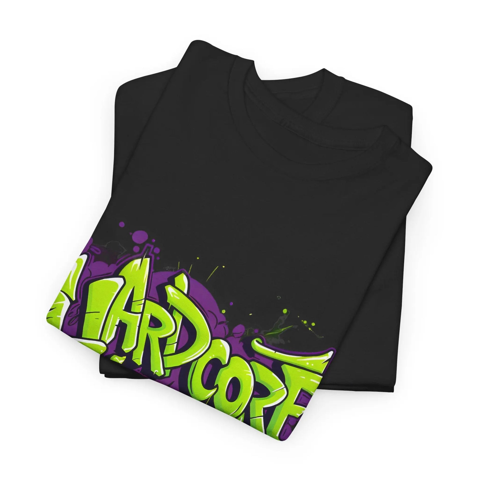 Hardcore Hiphop - Green Graffiti Bones - Heavy Cotton Tee - Gilden 5000 - Black - NECRO SUPER STORE