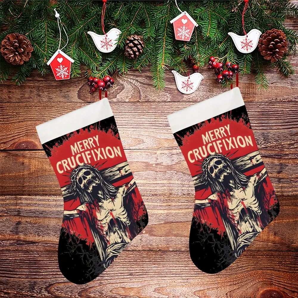 Merry Crucifixion Black - Christmas socks Inkedjoy