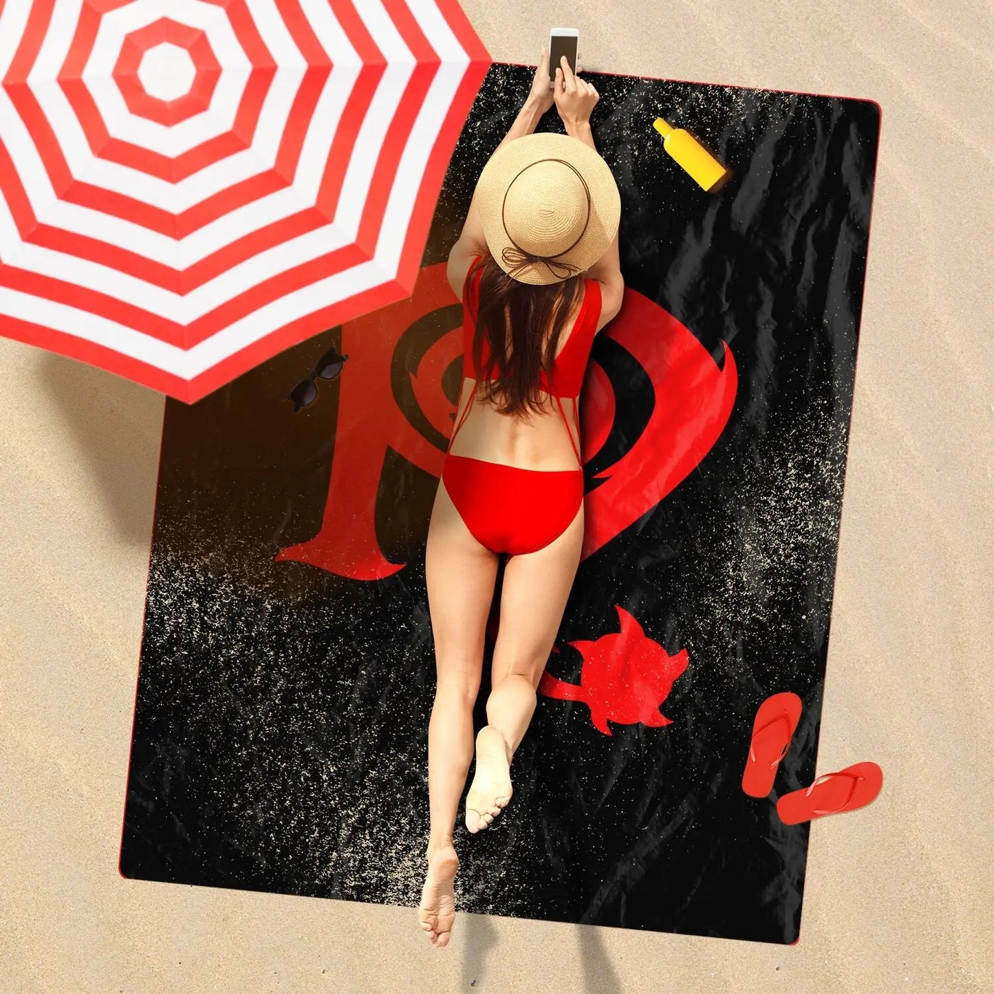 Necro - N Symbol - Black & Red - Beach Towel - NECRO SUPER STORE