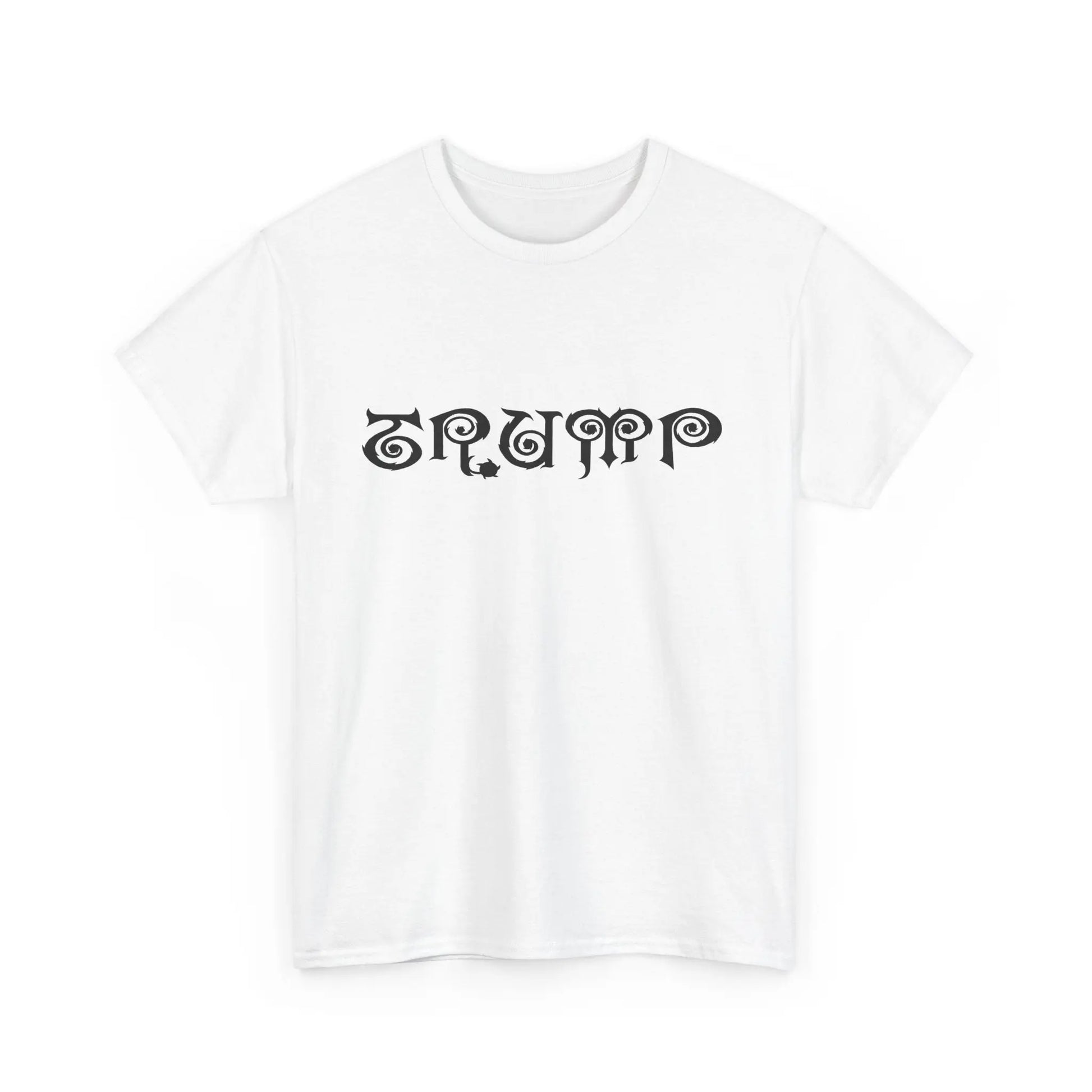 Trump Necro Gothic Logo - White/Blk - Heavy Cotton Tee - Gilden 5000 Printify