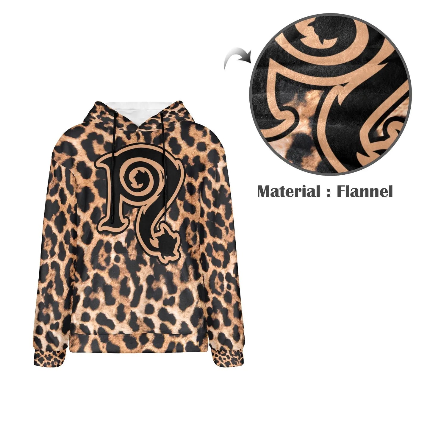 Necro - N Symbol Leopard Fleece Velour Hoodie interestprint