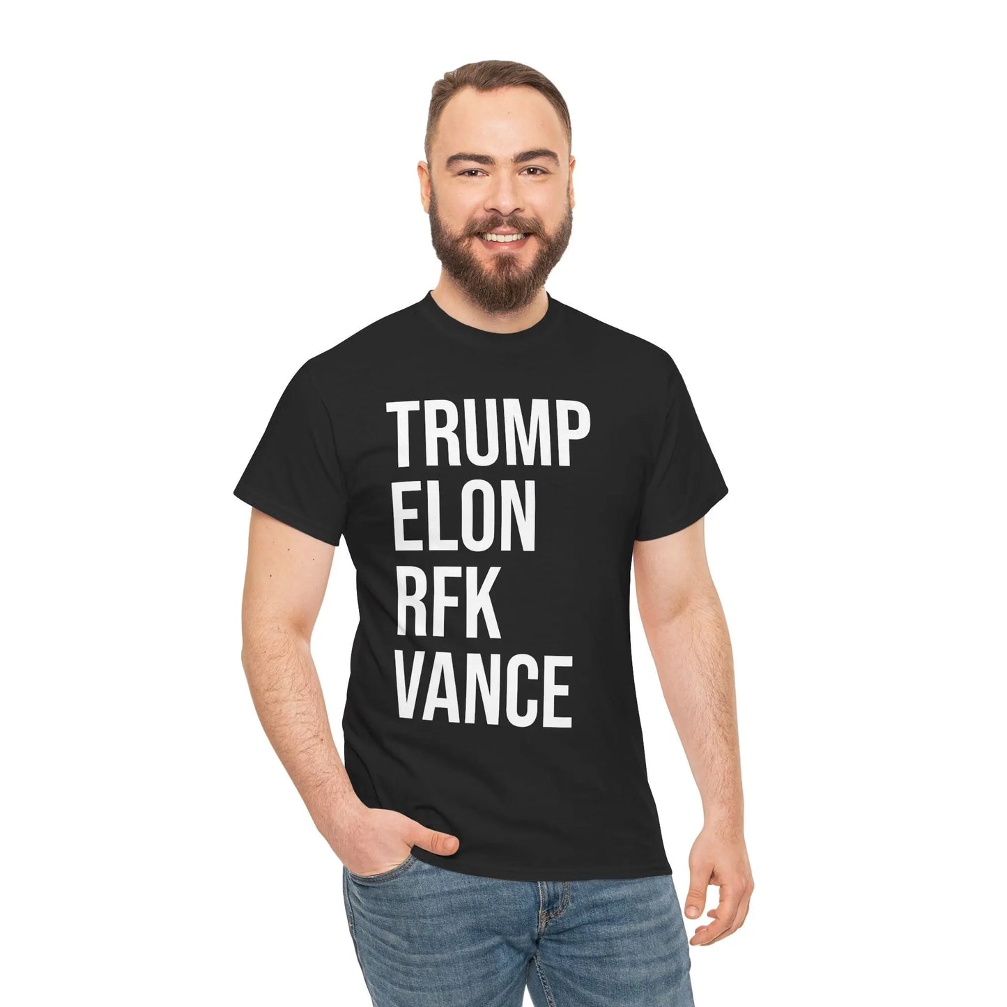 TRUMP - ELON - RFK - VANCE - Heavy Cotton Tee - Gilden 5000 NECRO SUPER STORE