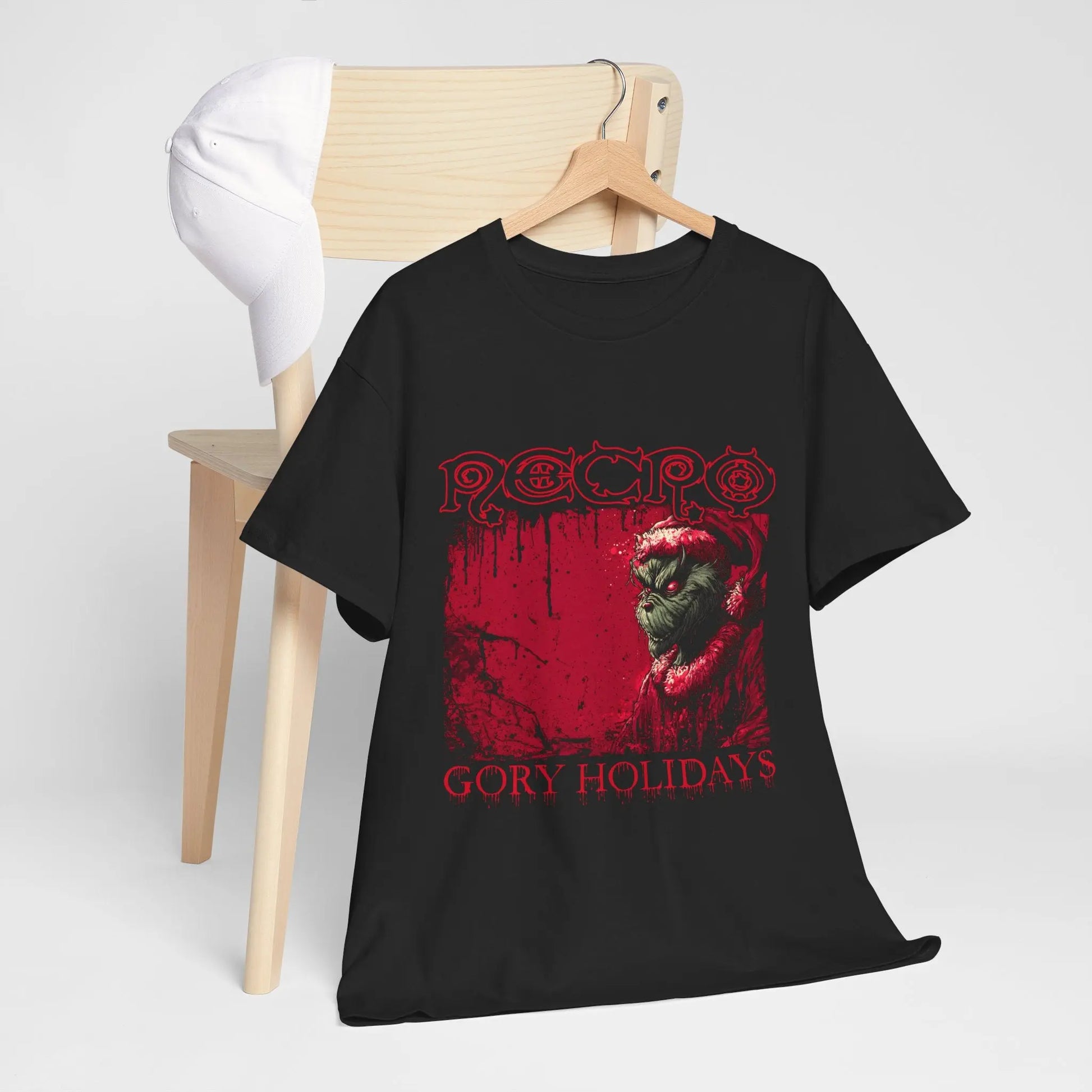Necro - Gory Holidays Blood Drip - Heavy Cotton Tee - Gilden 5000 Printify