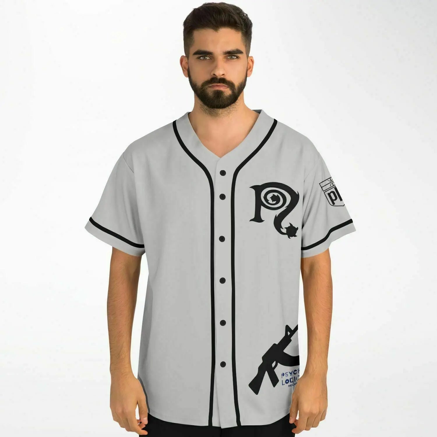 Necro -  Grey Blk N - Baseball Jersey NECRO SUPER STORE