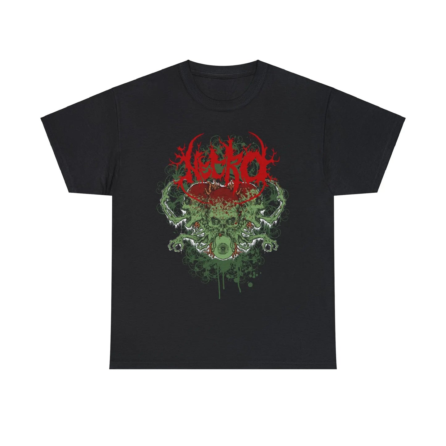 Necro - 3 Skulls Riddick - Heavy Cotton Tee - Gilden 5000 - Black - NECRO SUPER STORE