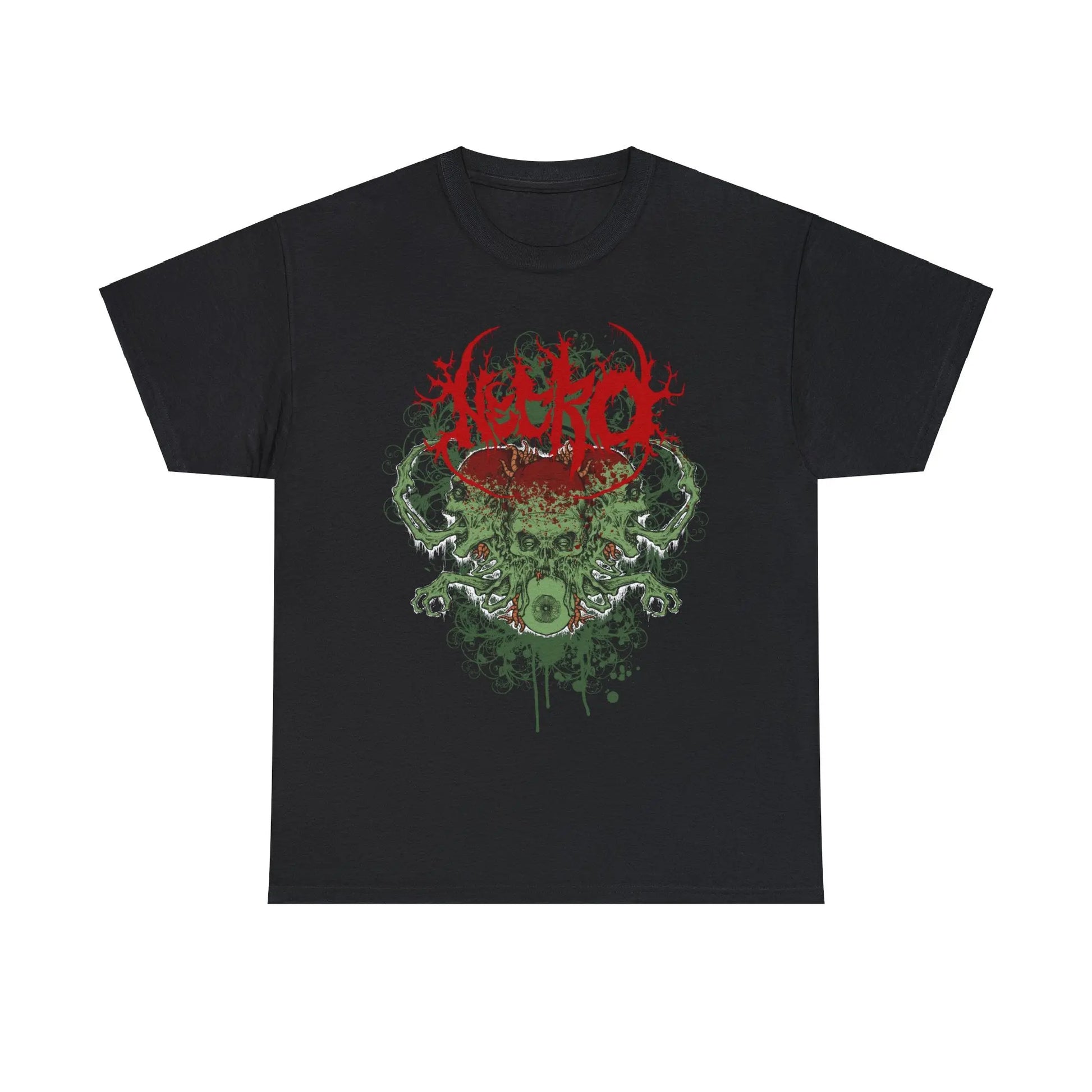 Necro - 3 Skulls Riddick - Heavy Cotton Tee - Gilden 5000 - Black - NECRO SUPER STORE