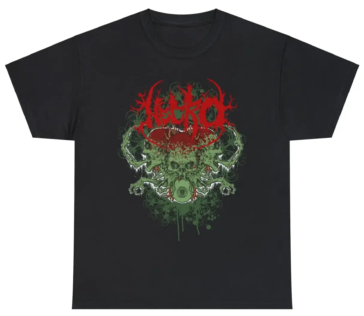 Necro - 3 Skulls Riddick - Heavy Cotton Tee - Gilden 5000 - Black NECRO SUPER STORE
