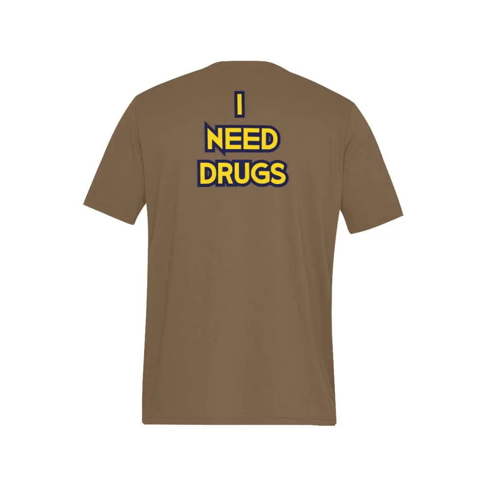 I Need Drugs - Howie Portrait - All Over Print T-shirt - Brown Inkedjoy