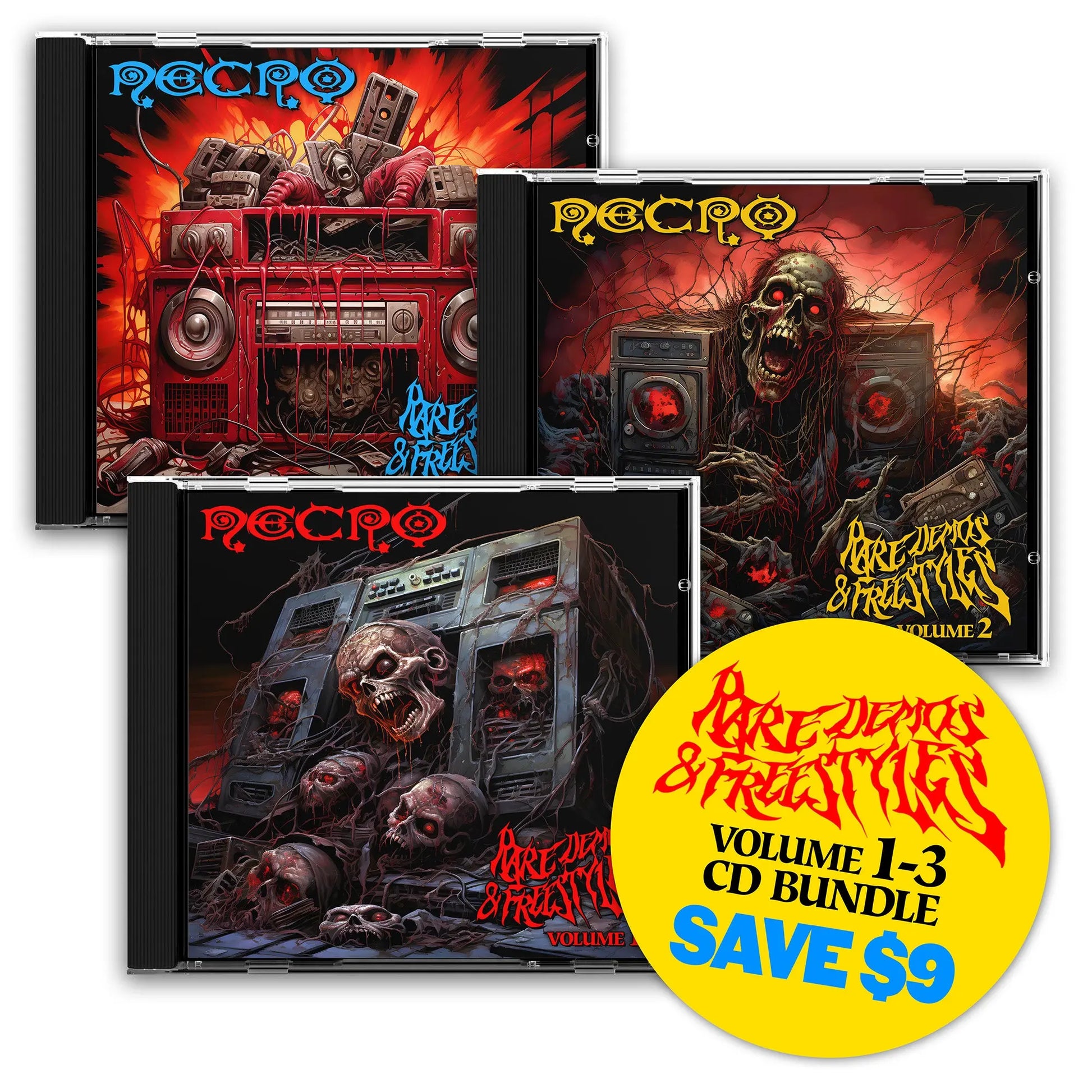 Necro - Rare Demos & Freestyles Volumes 1, 2 & 3 Bundle - YOU SAVE $9 - YOU GET 3 CDS IN TOTAL - NECRO SUPER STORE