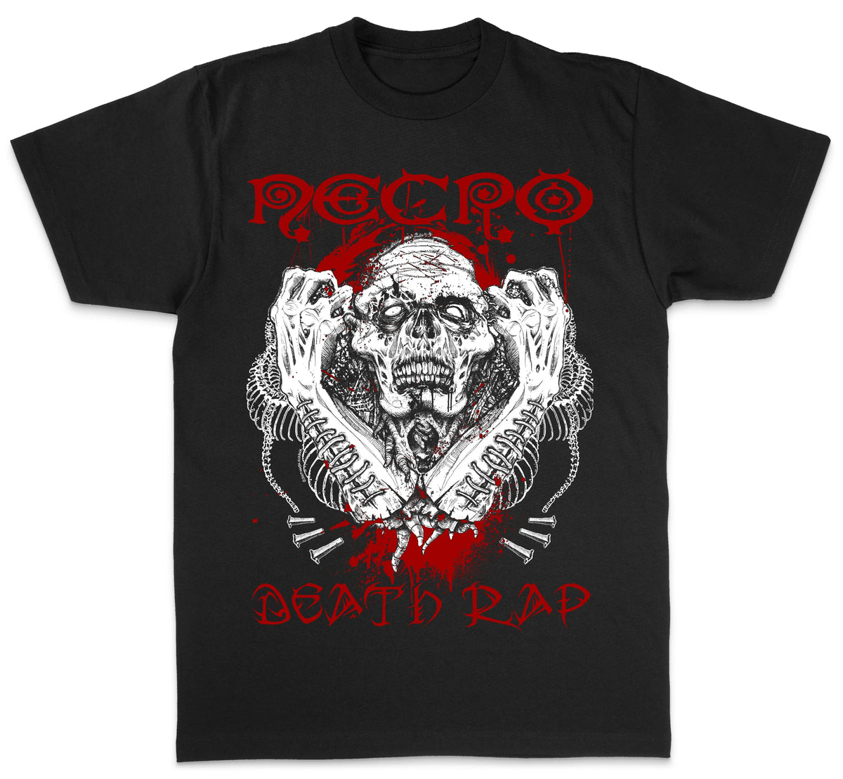 Necro Rapper Artwork Necro - Death Rap - Heavy Cotton Tee - Gilden 5000 - NECRO SUPER STORE ...