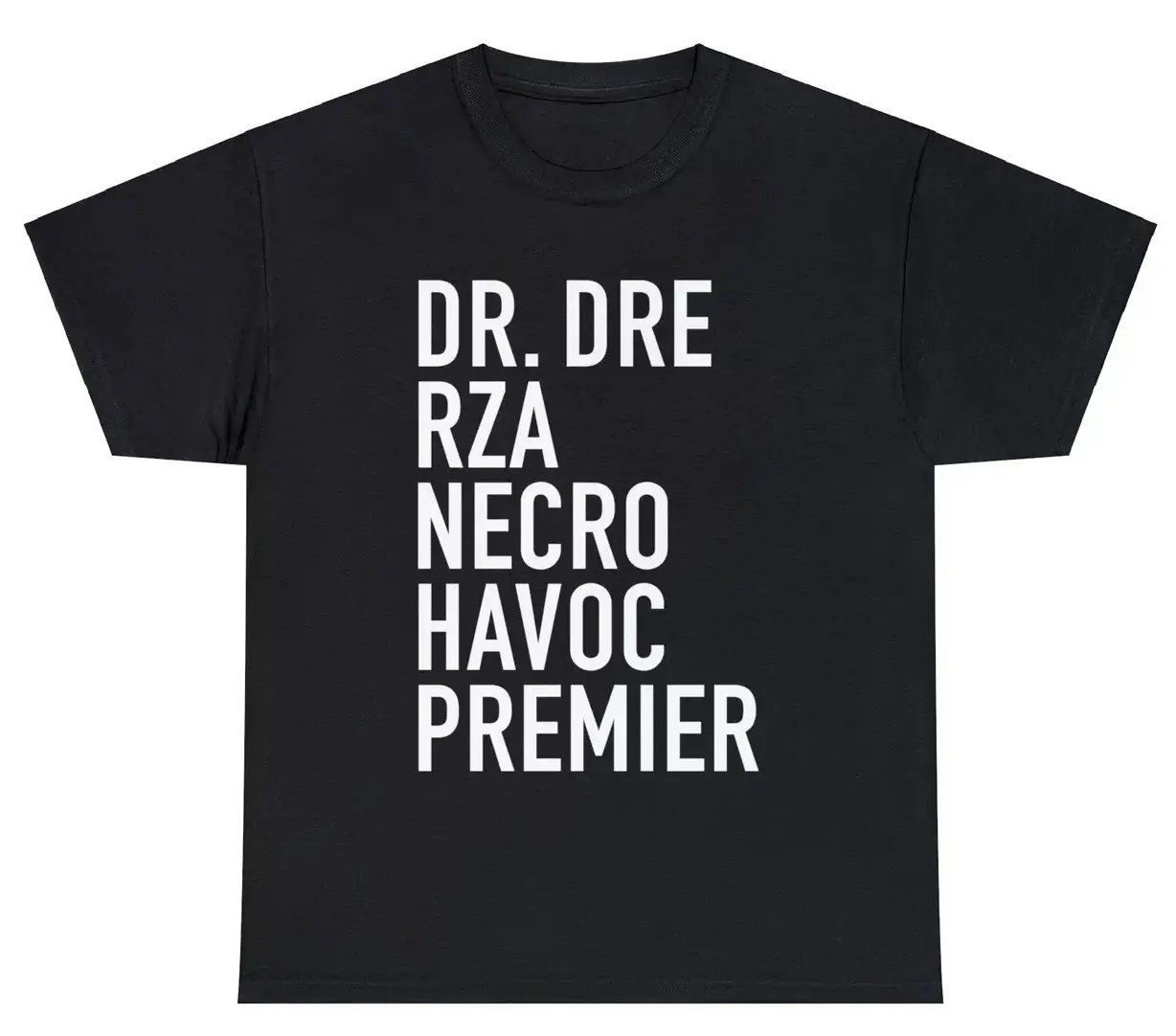 Top 5 Best Hiphop Producers - Heavy Cotton Tee - Gilden 5000 - Wht letters NECRO SUPER STORE