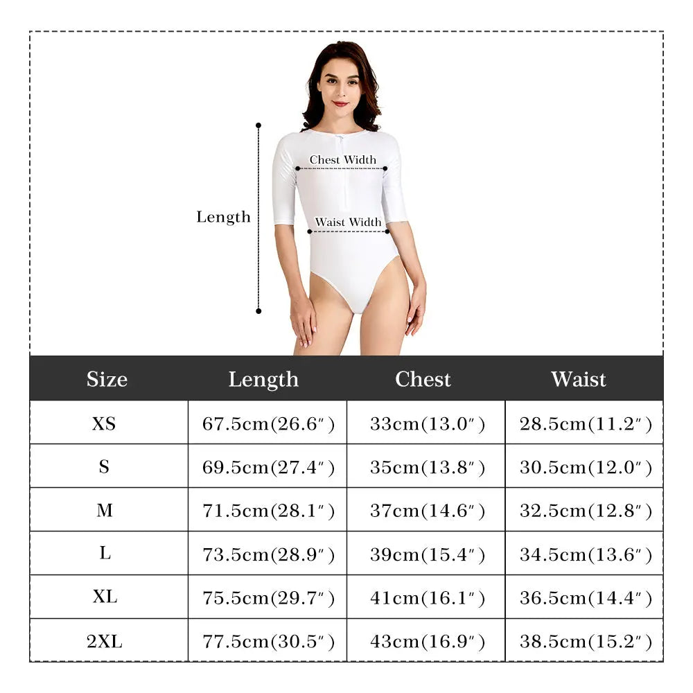 Necro - Red/Wht - Womens Long Sleeve One Piece Swimsuit NECRO SUPER STORE