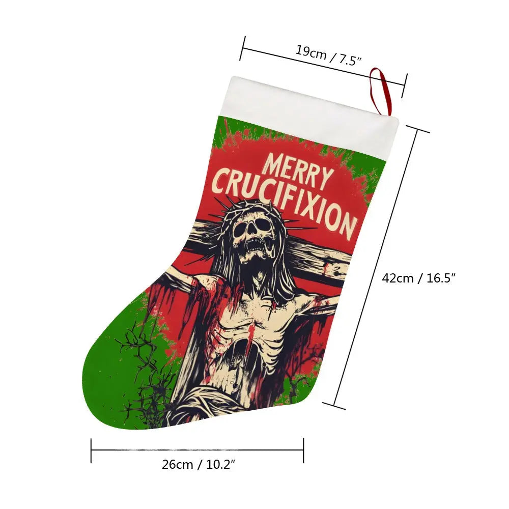 Merry Crucifixion Green - Christmas socks Inkedjoy