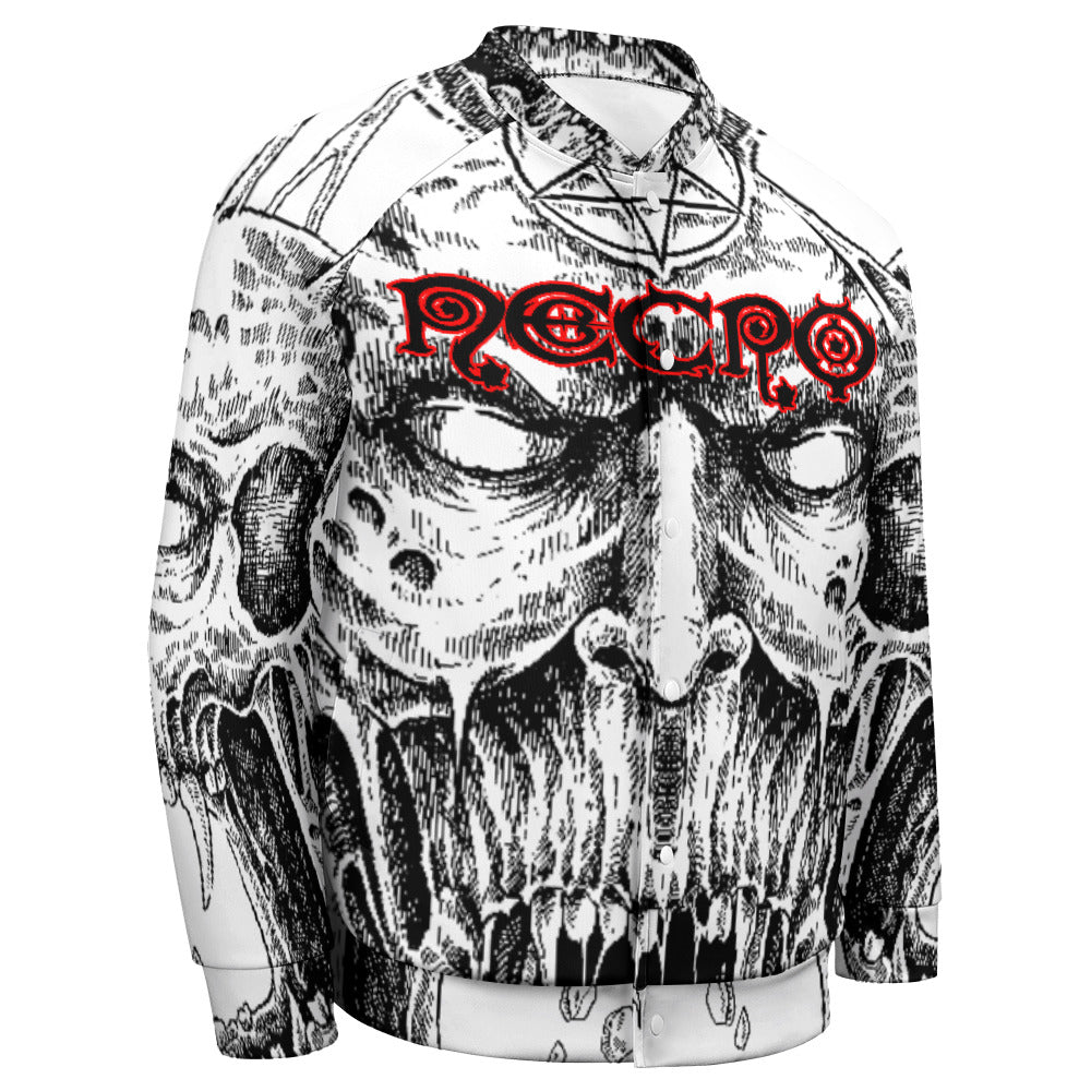 Necro - Demon Face Blk/Red Logo - Baseball Jacket Uniform for Men's