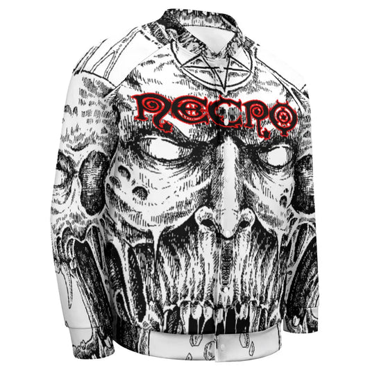 Necro - Demon Face Blk/Red Logo - Baseball Jacket Uniform for Men's NECRO SUPER STORE