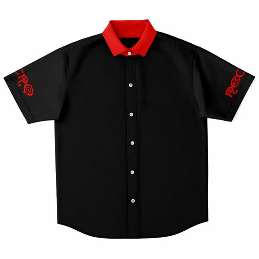 Necro - Black/Red Logo - Short Sleeve Button Down Shirt NECRO SUPER STORE