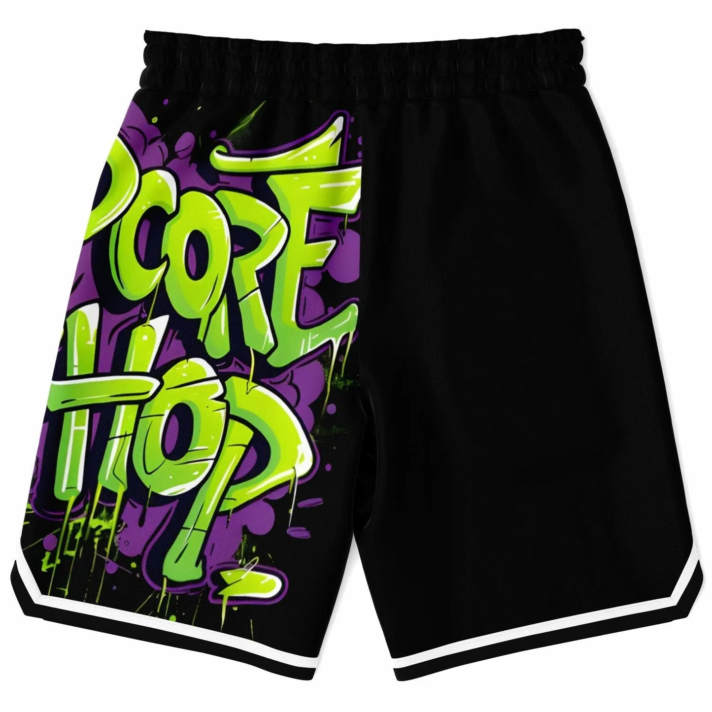 Hardcore Hiphop - Green Graffiti Bones - Basketball Shorts - NECRO SUPER STORE