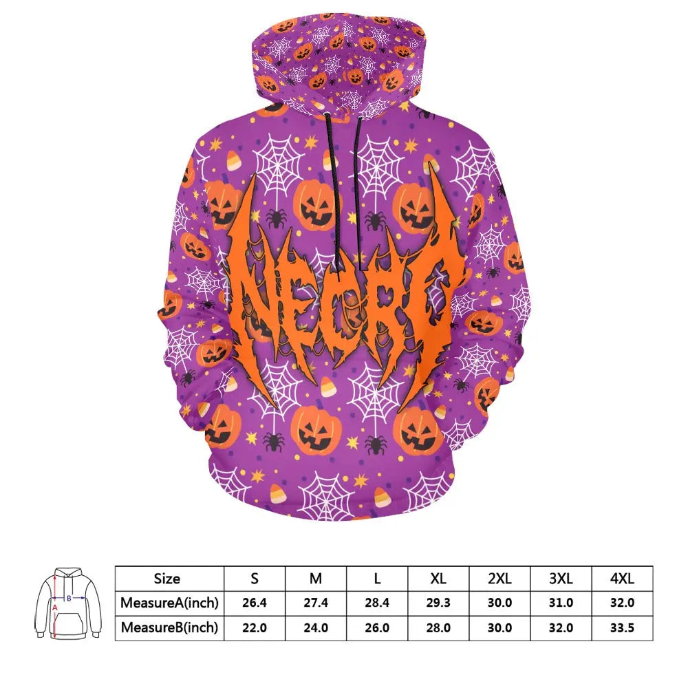 Necro - Orange Death Metal Logo - Halloween - All Over Print Hoodie NECRO SUPER STORE